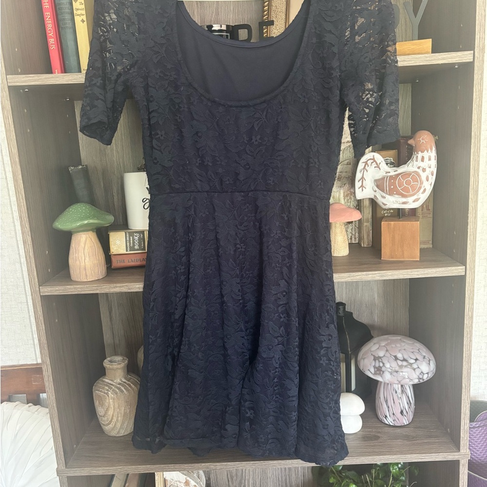 by & by Navy Lace Dress